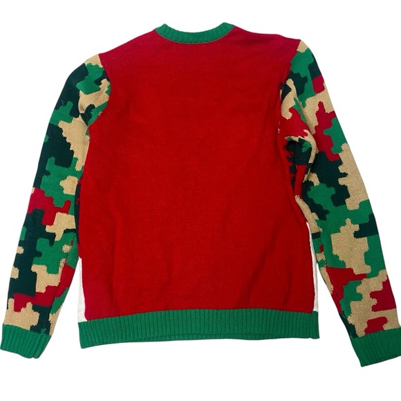Camo Reindeer Ugly Christmas Sweater Mens‎ L Holiday Party Hunting Novelty Humor - Picture 4 of 9